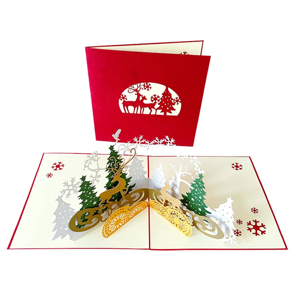3D Pop-up Christmas Greeting Cards with for Envelope 3D Christmas Card Tree and Deer Christmas Year