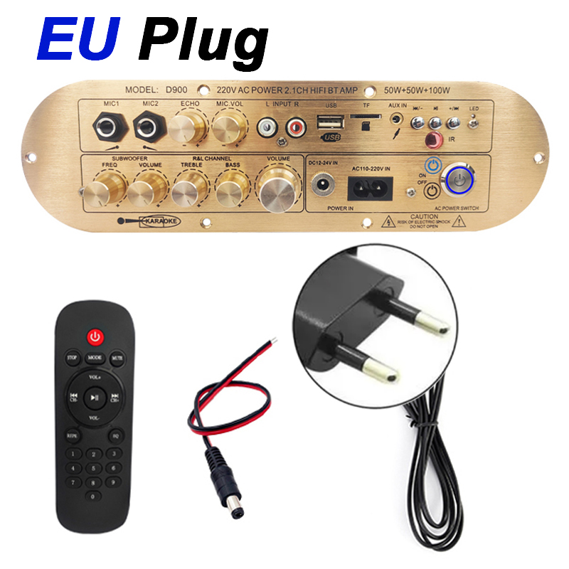 Audio Amplifier Board D900 TPA3116 Channel 2.1 Bluetooth5.0 USB Reverb Adjustment 50W+50W+100W Power Amplifier Board for Karaoke: Orange