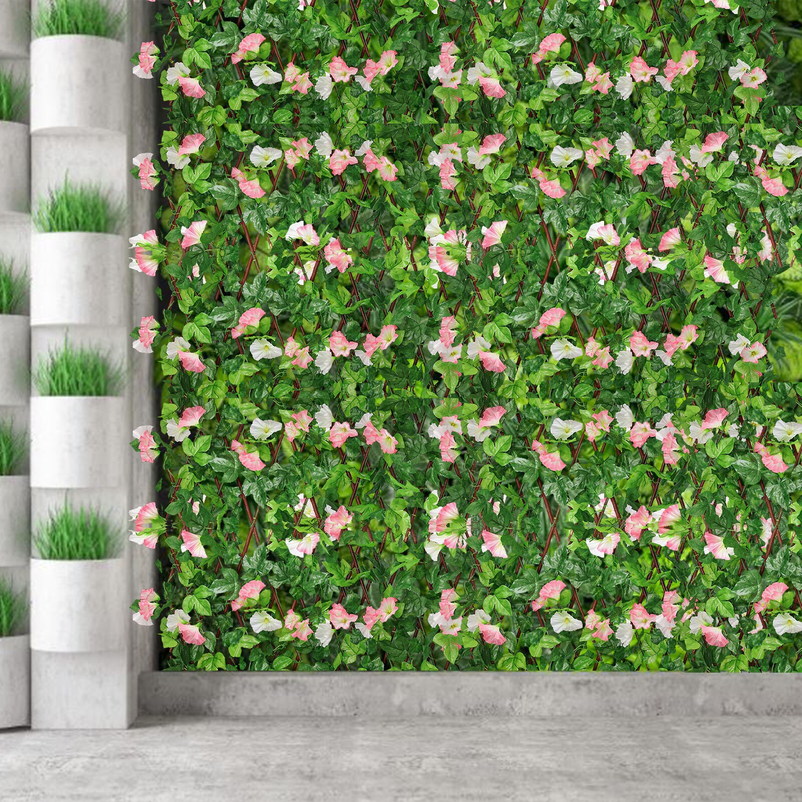 Retractable Artificial Wooden Fence Privacy Fence Garden Hedge Leaf Net Wooden Home Restaurants Wall Decoration