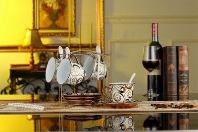 Lage prijs Golden plated Europese Stijl cups VERGULDEN Coaster Demitasse thee cup Keramische Kopje Koffie en schotel Porselein: M 4  Coffee Sets