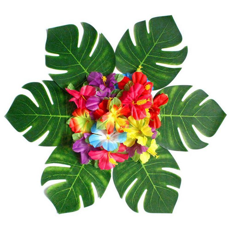 Artificial Palm Leaves Hawaiian Luau Party Jungle Beach Theme Party Decoration Hawaii Home Decor Summer Tropical Party