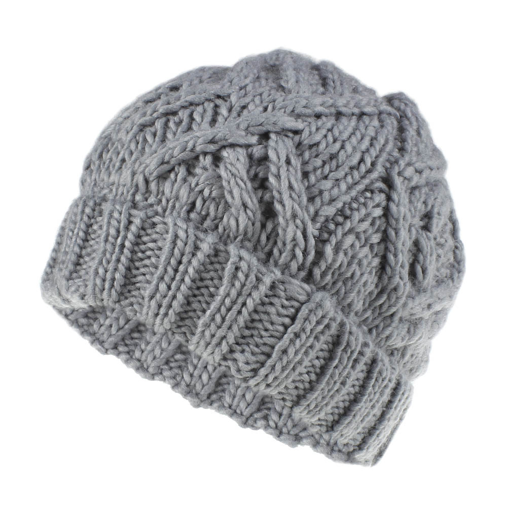 Gorro de lana para mujer gorro de tejido de lana suave cuadrado en forma de diamante Otoño e Invierno cálido