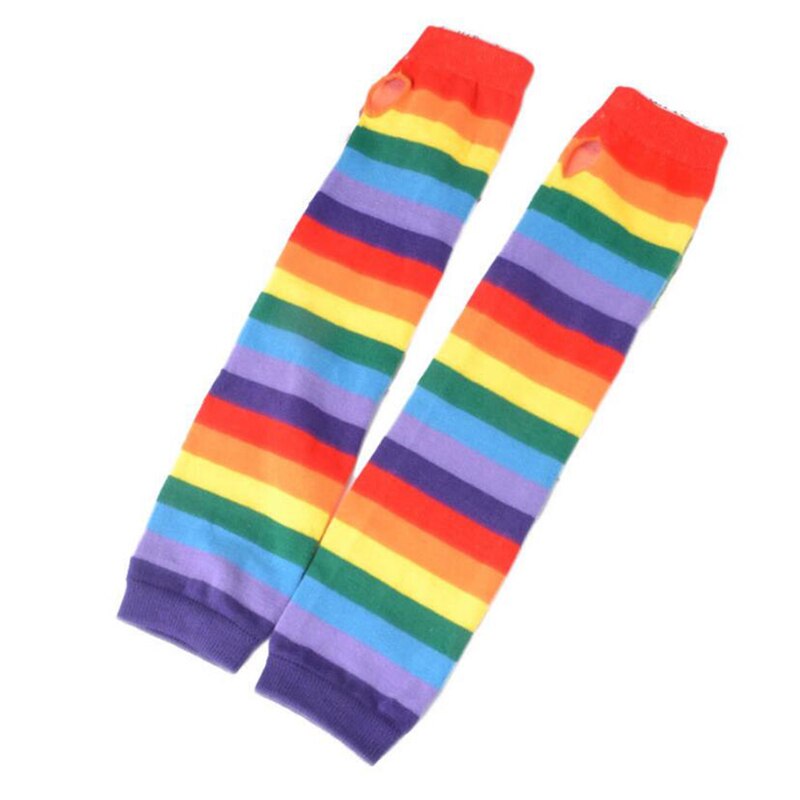 Regenbogen Farbe Lange Warme Handschuhe 40CM Japanischen Stil Neue Dünne Weibliche Arm Ärmel gestreift betroffen Sonnencreme Frühling Herbst Handschuhe: Ursprünglich Titel