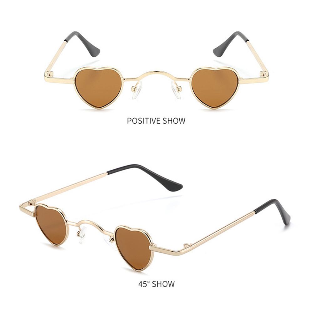 Gafas de sol con forma de corazón, lentes de sol con montura metálica, estilo Hip Hop, Punk