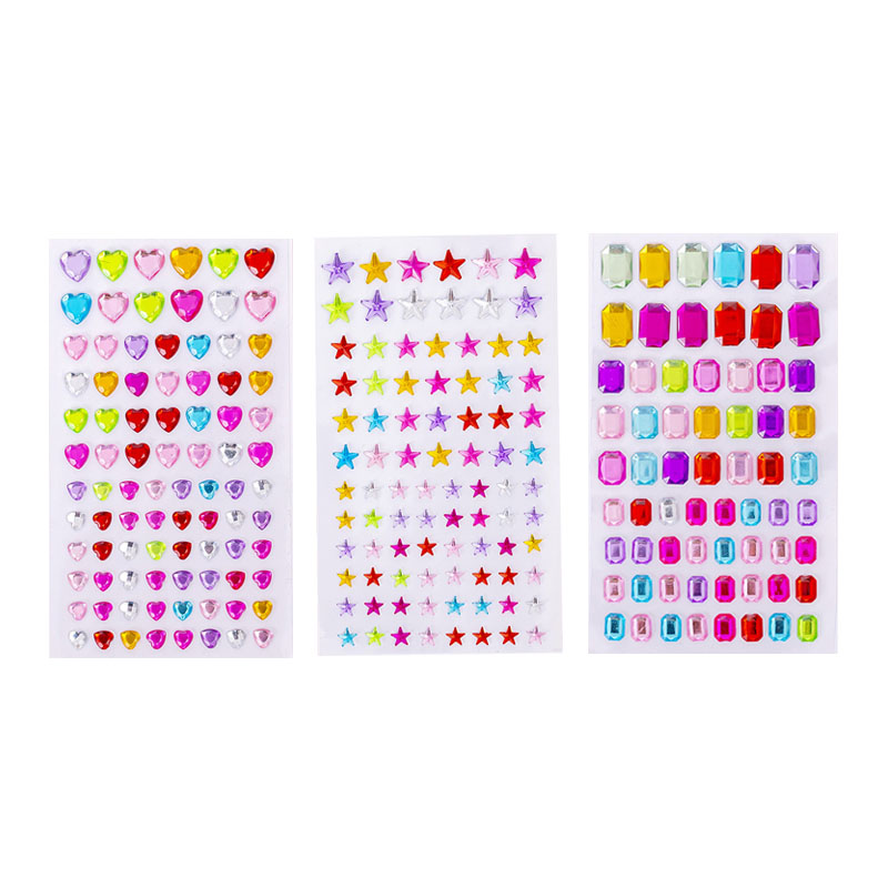 1-6Sheets 3D Gem Acrylic Crystal Stickers Kids DIY Decoration Self Adhesive Jewel Crafts Sparkly Rhinestone Stickers Girls: PURPLE