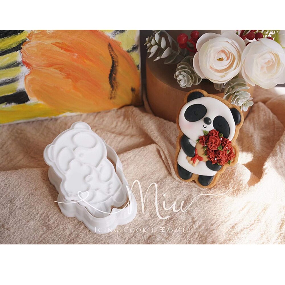 san valentino stampo per biscotti panda orso cupido angelo glassa taglierina per biscotti cartone animato 3D casa fai da te accessori per pasticceria e panetteria: D