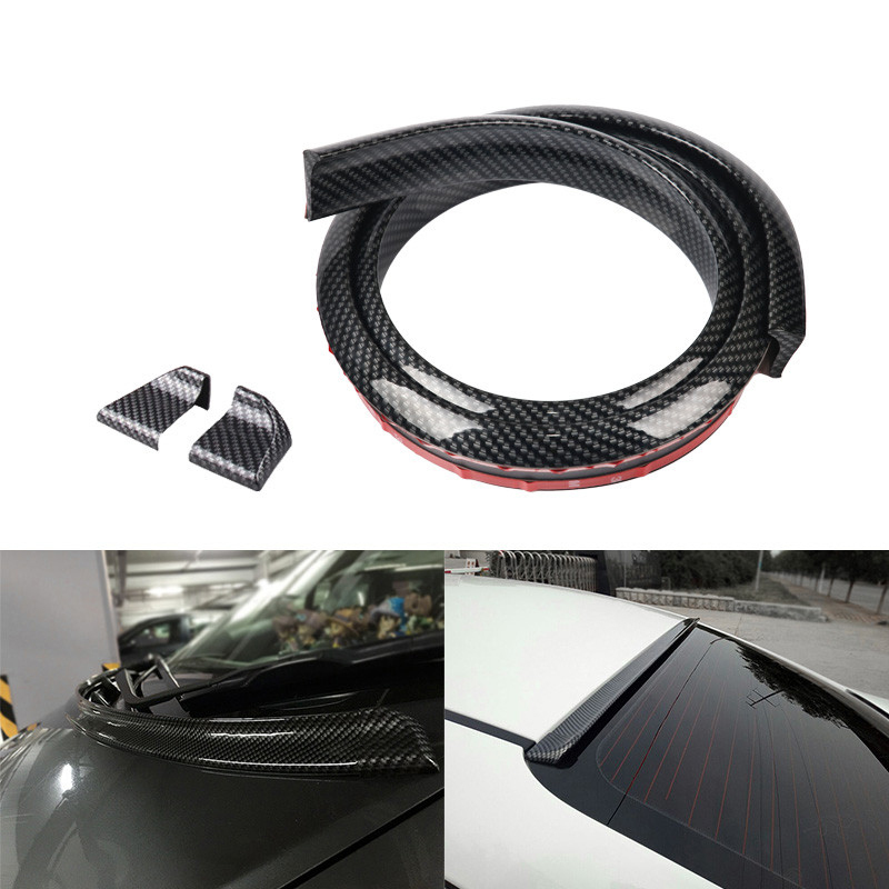 1.5M Auto-Styling 5D Carbon Rubber Tail Spoiler Auto Accessoires Modificatie Punch-Gratis Vaste Vleugel Universele Spoiler