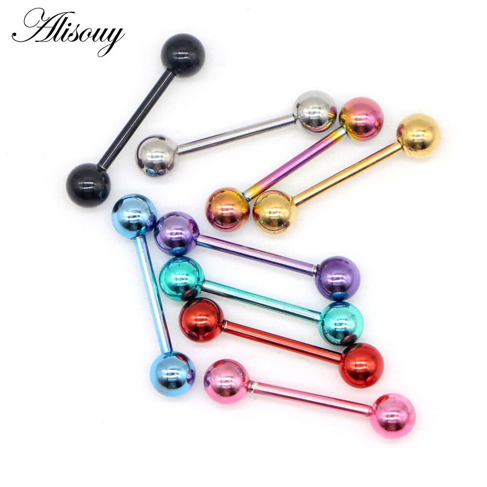 Alisouy 1 st 14g 9 Kleuren Tong Piercing Septum ear Kraakbeen nailTunnels Oordoppen labret lip Body piercing Sieraden 1.6*16*6mm