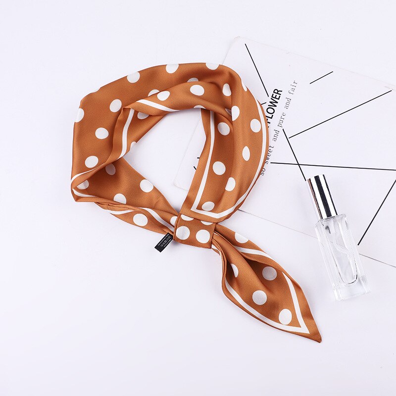Foulard en soie Vintage à pois pour femmes, écharpe étroite à pois, Double face, ruban, sac à main, bretelles de ruban,: 4