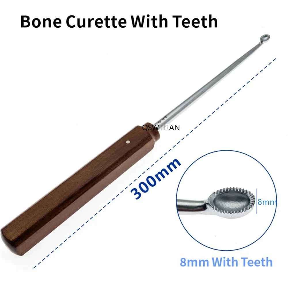 Cureta ortopédica para huesos con dientes, cuchara para huesos de acero inoxidable, instrumentos quirúrgicos ortopédicos: Grey