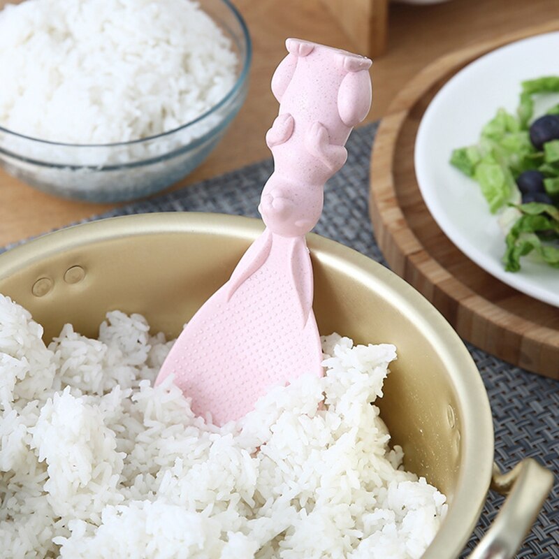 Rabbit Rice Shovel Rice Cooker Rice Spoon Kitchen Wheat Straw Rabbit Spoon Non-stick Cartoon Rice Spoon Can Stand Up