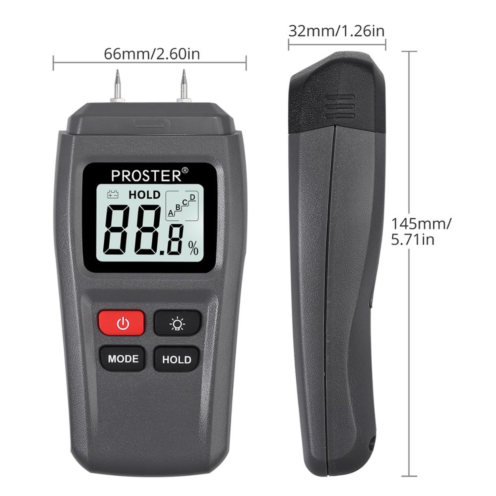 PROSTER Digital Wood Moisture Meter Backlight LCD Damp Tester Dampness Meter for Wood Firewood Walls Paper Floor