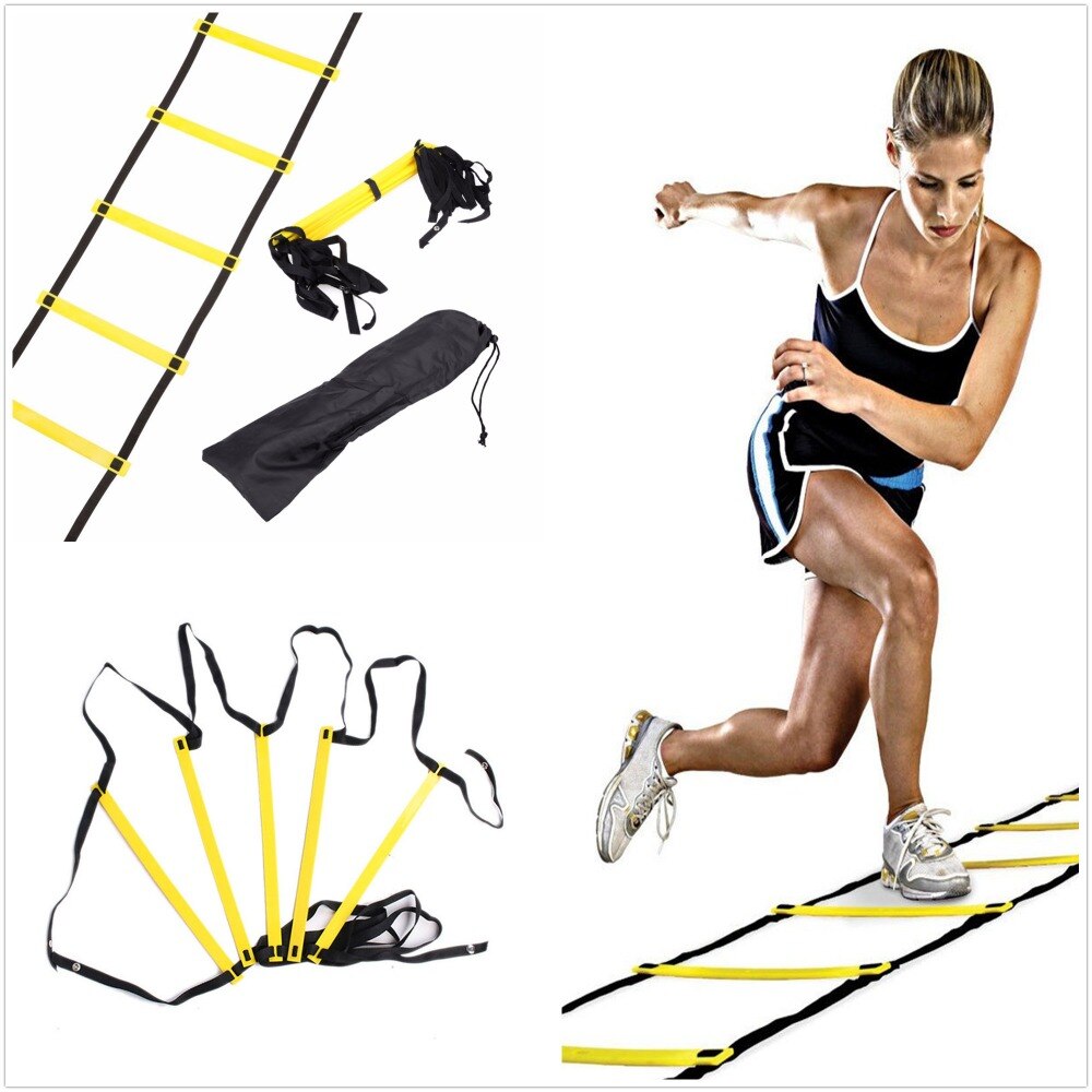 Escalera de entrenamiento de fútbol 6, 8 y 12 peleles, escalera duradera de nailon para entrenamiento de fútbol, pies Fitness, entrenamiento de velocidad