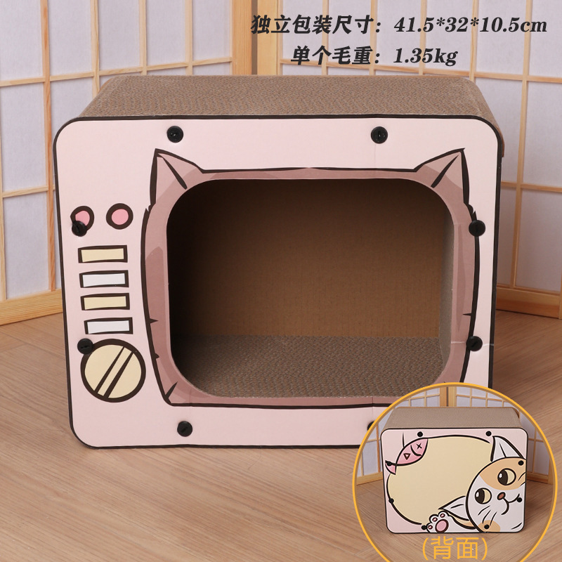 TV Cat Scratching Board Cat House Wearable Scratch Resistant Cat House Indoor for Cats: Pink