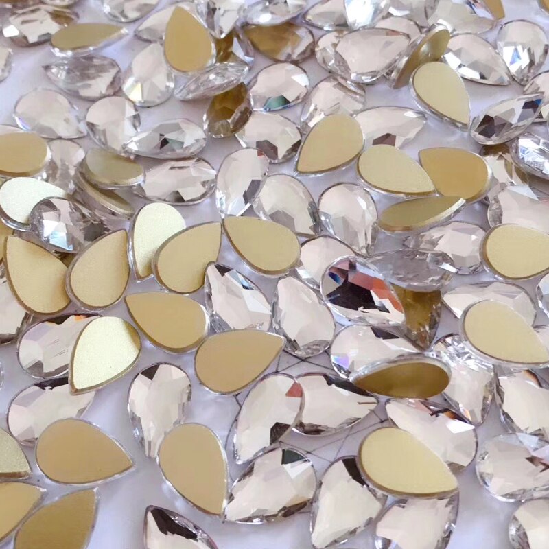 20Pcs Glas Crystal Rhinestones 3D Big Water Stenen Nail Art Decoratie Strass Polijsten Charm Accessoires Sieraden: Crystal / 9x14mm 50Pcs