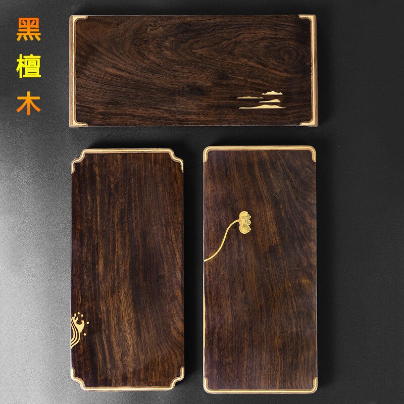 Bandejas de madera negra para té, bandeja Vintage de Kung Fu, bandeja de mesa para té, platos para servir, bandeja decorativa para Ceremonia de té, BI50TT
