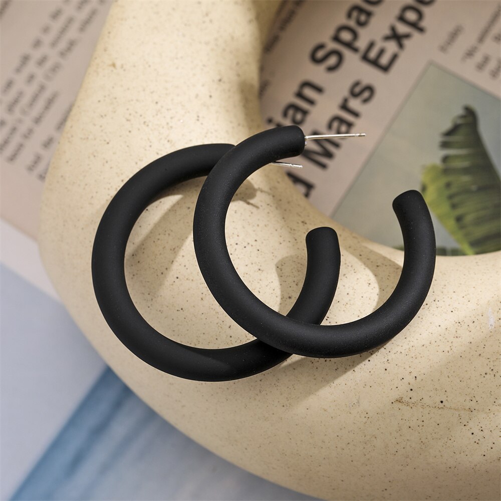 Iparam brincos de argola em resina, brincos de argola em formato de semicírculo c coreano, em acrílico redondo, 2021, joias da moda, presentes