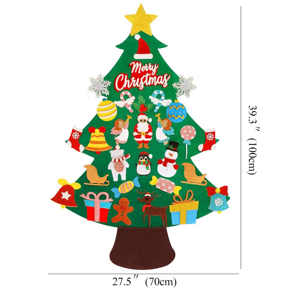Ourwarm 3d diy filt toddler juletræ stjerne topper med tegneserie hængende ornamenter år til børn xmas boligindretning: 100 x 70cm
