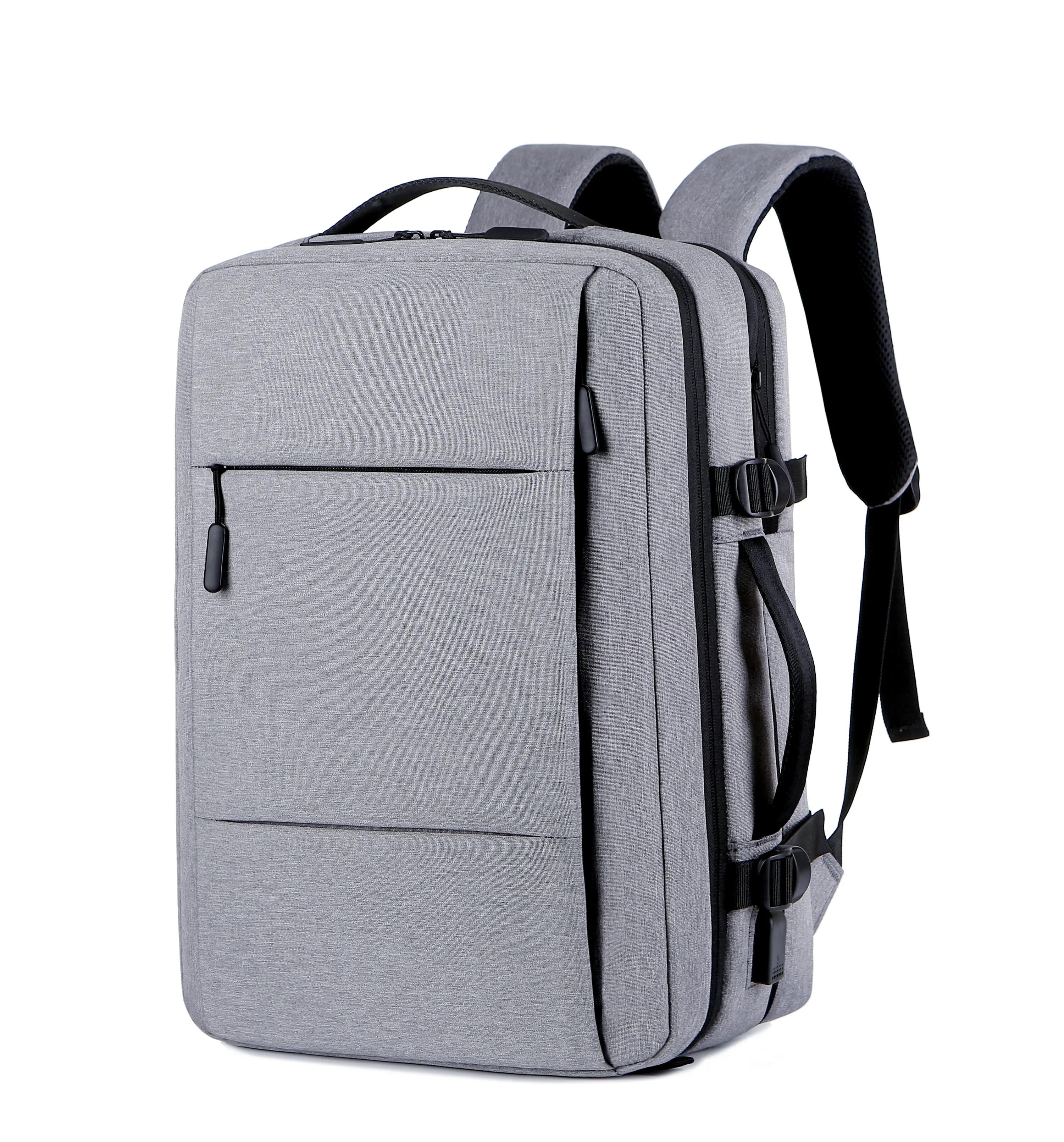 Classic Travel Backpack Men Business Backpack School Expandable USB Bag Large Capacity Laptop Waterproof Backpack: GRAY