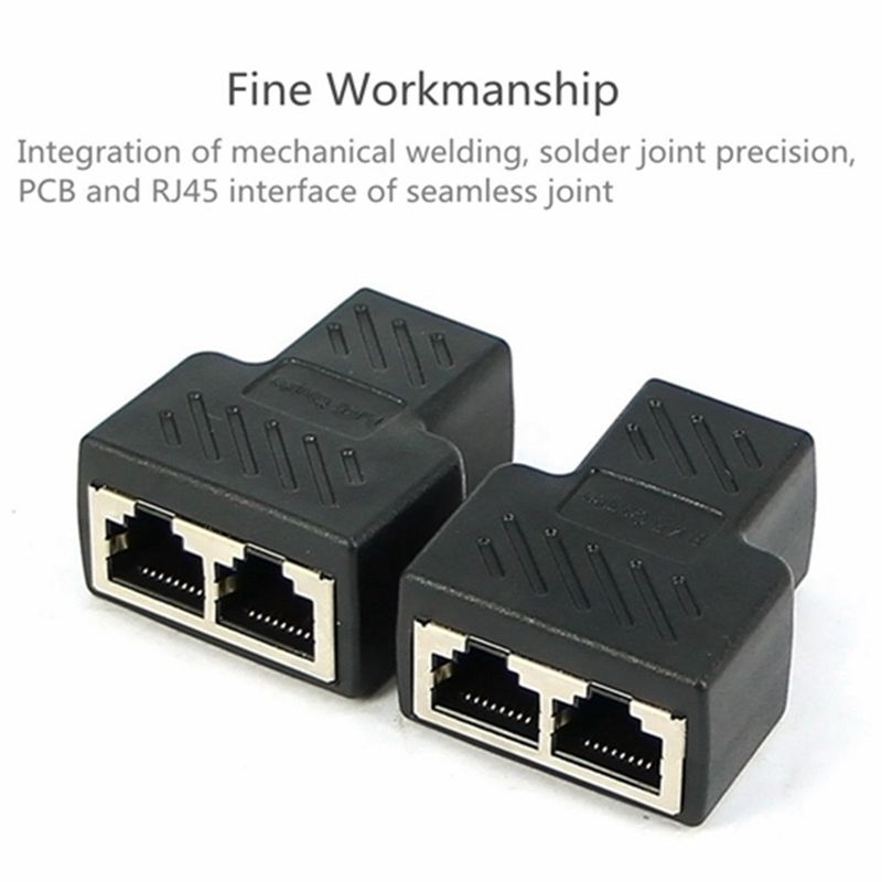 2 Port RJ45 Splitter Adapter LAN Network Ethernet Extender Connector Plug Lot 2pcs