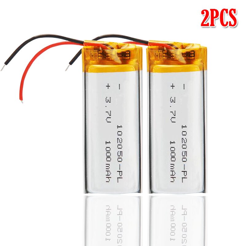 3,7 V 1000mAh 102050 Lithium-Polymer Li-Po li ionen Akku Für MP3 MP4 MP5 GPS DVD Tablette Bluetooth kamera Lipo zelle: 2Stck