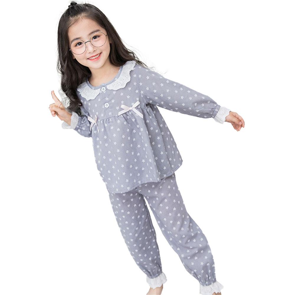 Kinderpyjama's herfst meisjes nachtkleding babykleding kindernachtkleding t-shirt + broek katoenen huiskleding vaderschapspyjama's 2- delige sets: Grijs / 160
