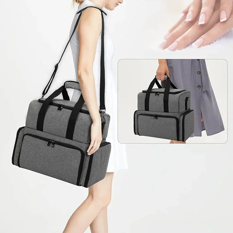 48 flasker neglelakk oppbevaringspose kosmetikk veske organizer med håndtak for reise bærbar essensiell oljepose neglepleiesett boks