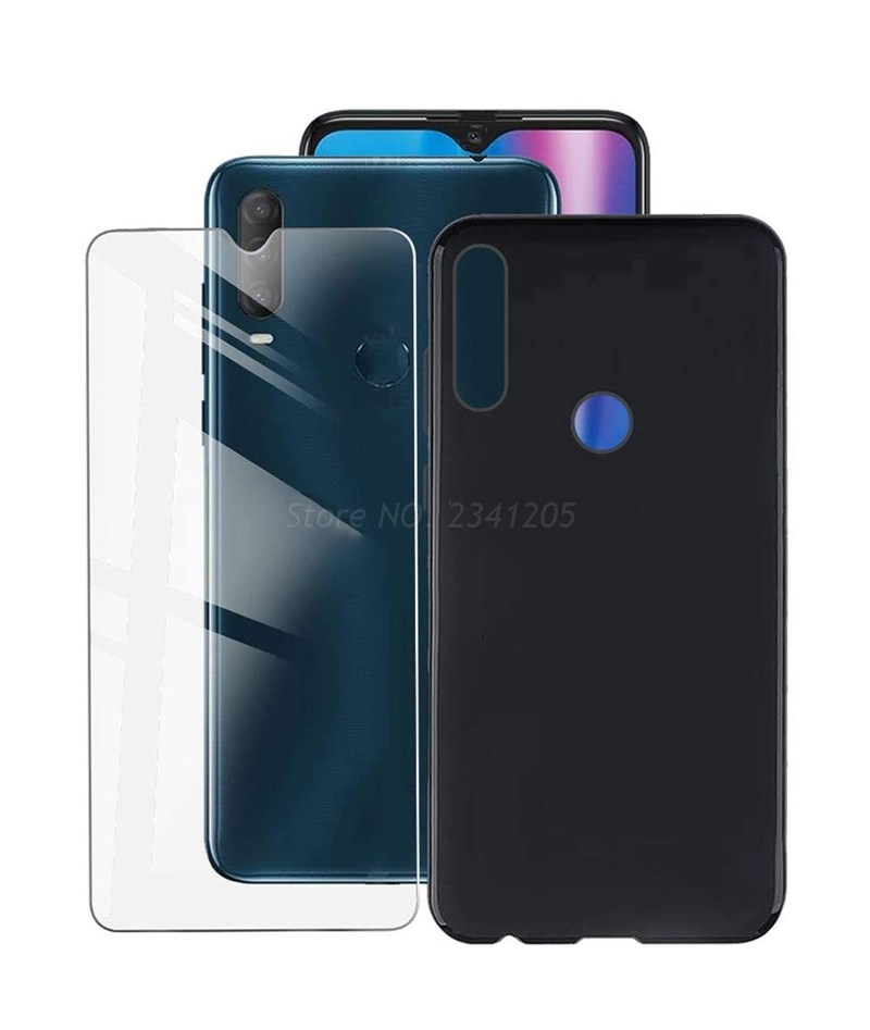 Soft Black TPU Case For Alcatel 1S 3L 3X 1A 1B 1SE 1V 1S Silicone Cover Tempered Glass For Alcatel 1S 1L 3L Case Vetro: For Alcatel 1B 2020 / Black Case and Glass