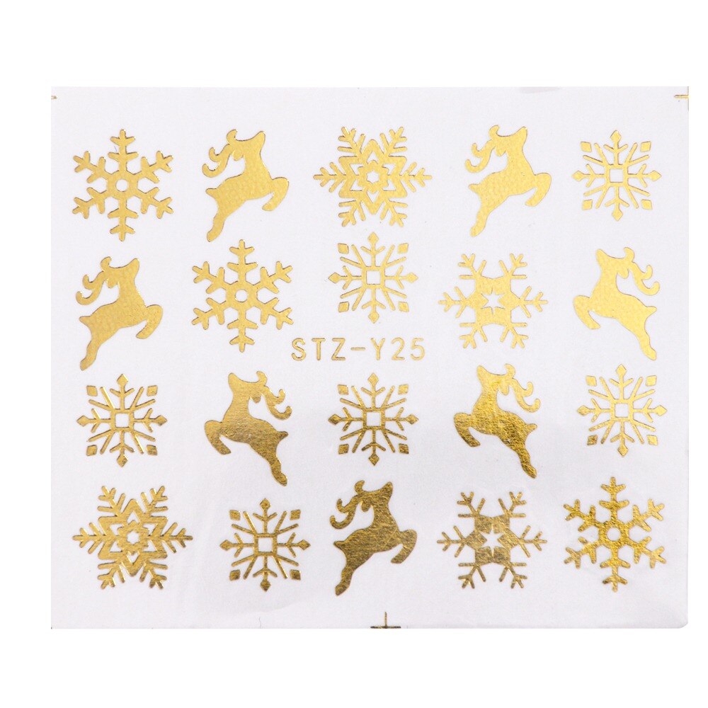 1 st guld silver jul nagelkonst klistermärken vinter snö blomma skjutreglage vatten dekaler för naglar manikyr verktyg lastz-ya -2: Stz -y25 guld