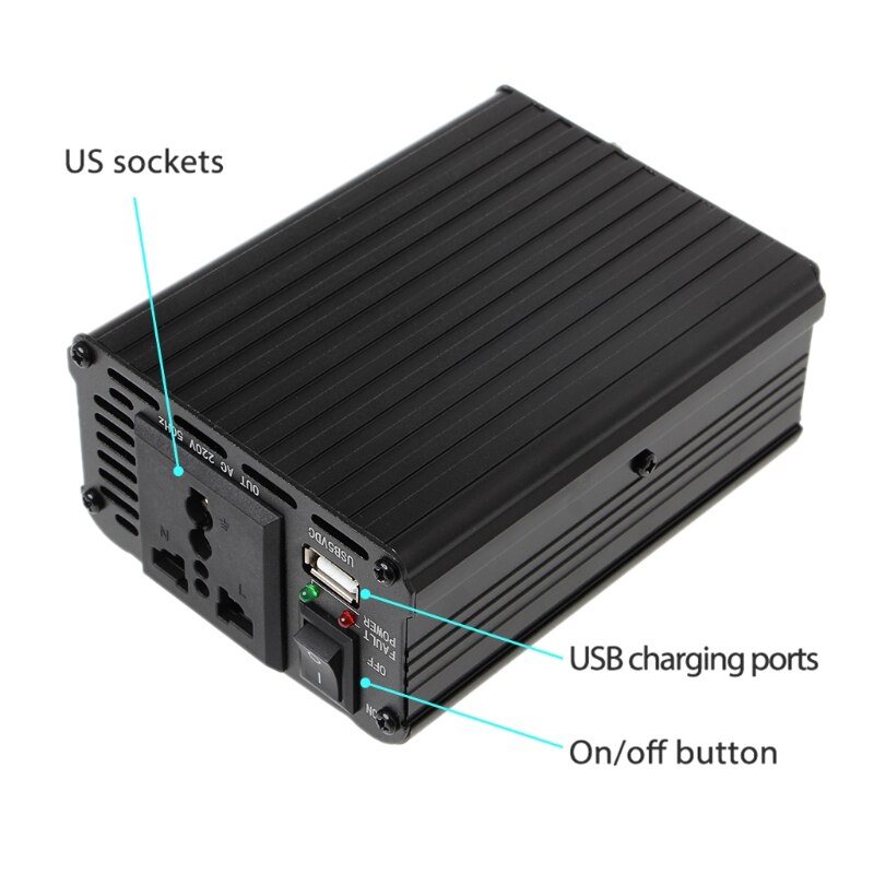400-600 Watt Power Inverter DC 12V to 220V AC Car Inverter with USB Charging Port