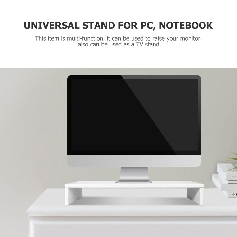 Multi-function Desktop Monitor Stand Computer Screen Riser Thicken Board Rack Laptop Stand Desktop Notebook TV Shelf (White)