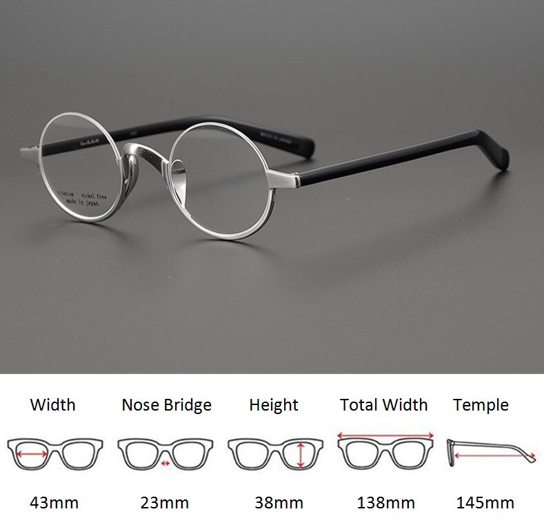 Gafas japonesas hechas a mano para hombres y mujeres, lentes ópticas de montura ovalada de titanio puro, tamaño pequeño, Vintage, miopía