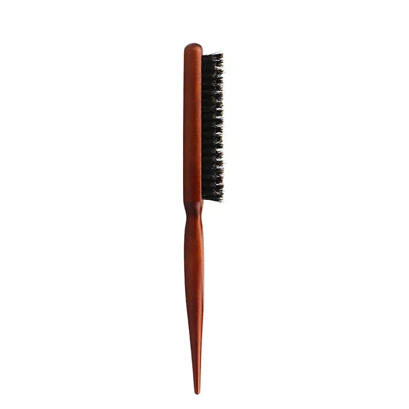 Salon Teasing Back Hair DIY Brushes Boar Bristle Wood Slim Line Comb Hairbrush Extension Hairdressing Styling Tools: Brown