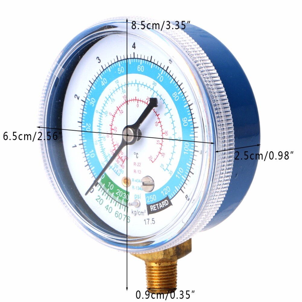 Air Conditioner R404 R134A R22 Refrigerant Low Pressure Gauge PSI KPA Blue