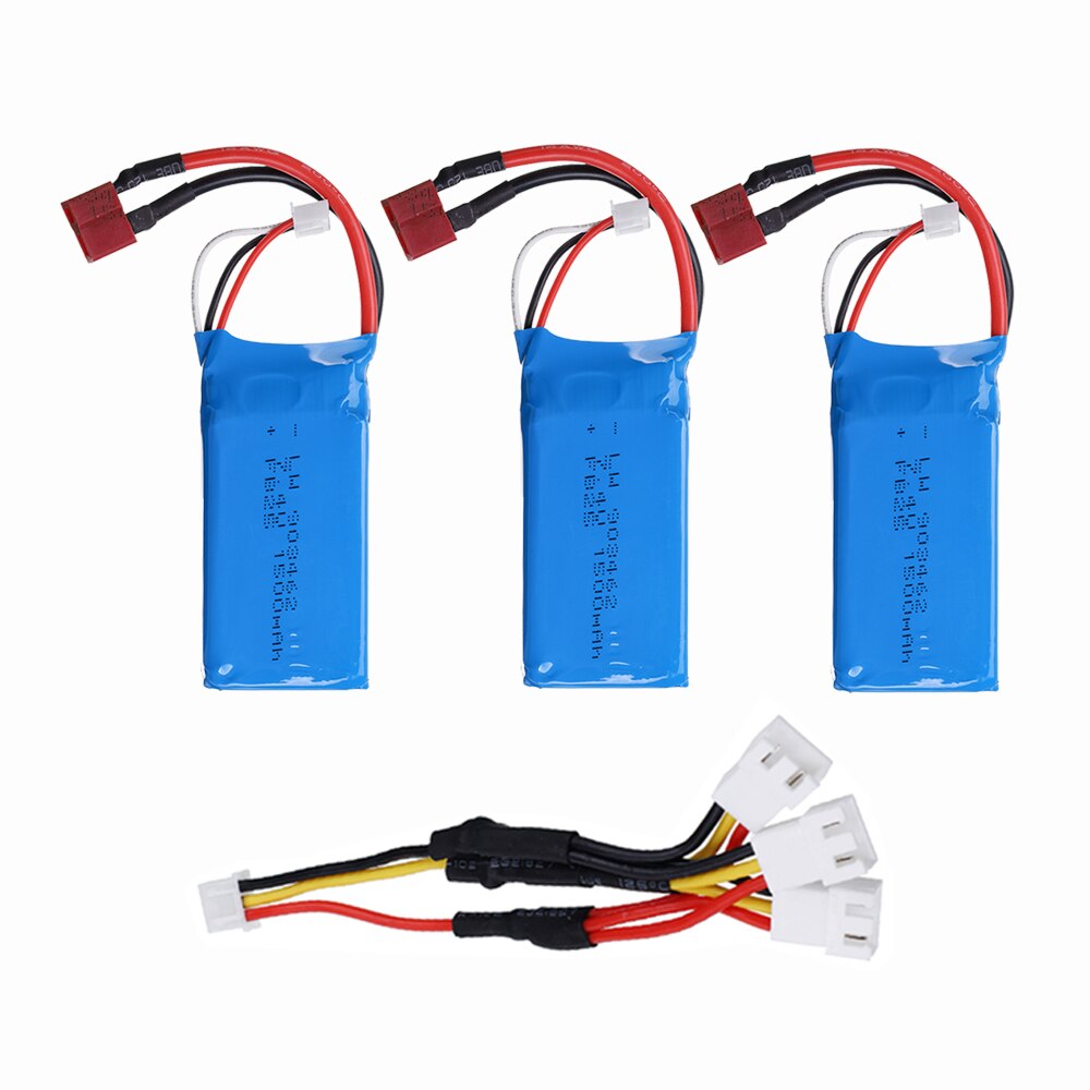 Mise à niveau de 7.4v batteries lipo 1500 2s pour wltoys  a959-b  a969-b  a979-b  k929b rc desert truck car, pièces de rechange et chargeur: 3 pièces 3 en 1
