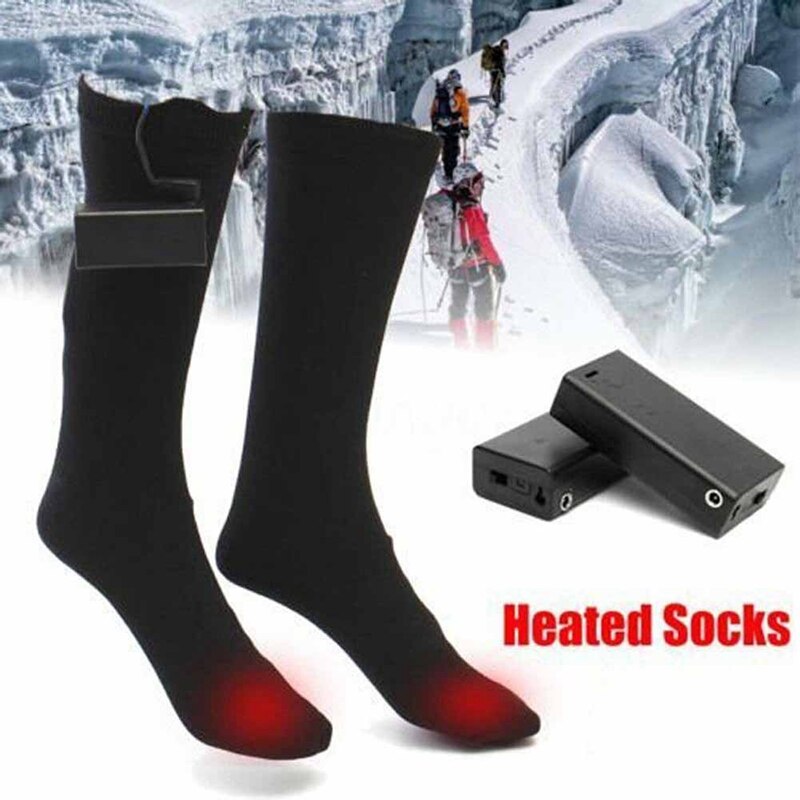 Calcetines térmicos eléctricos con pilas Algodón térmico invierno frío calentador de pies para senderismo ciclismo pesca en hielo