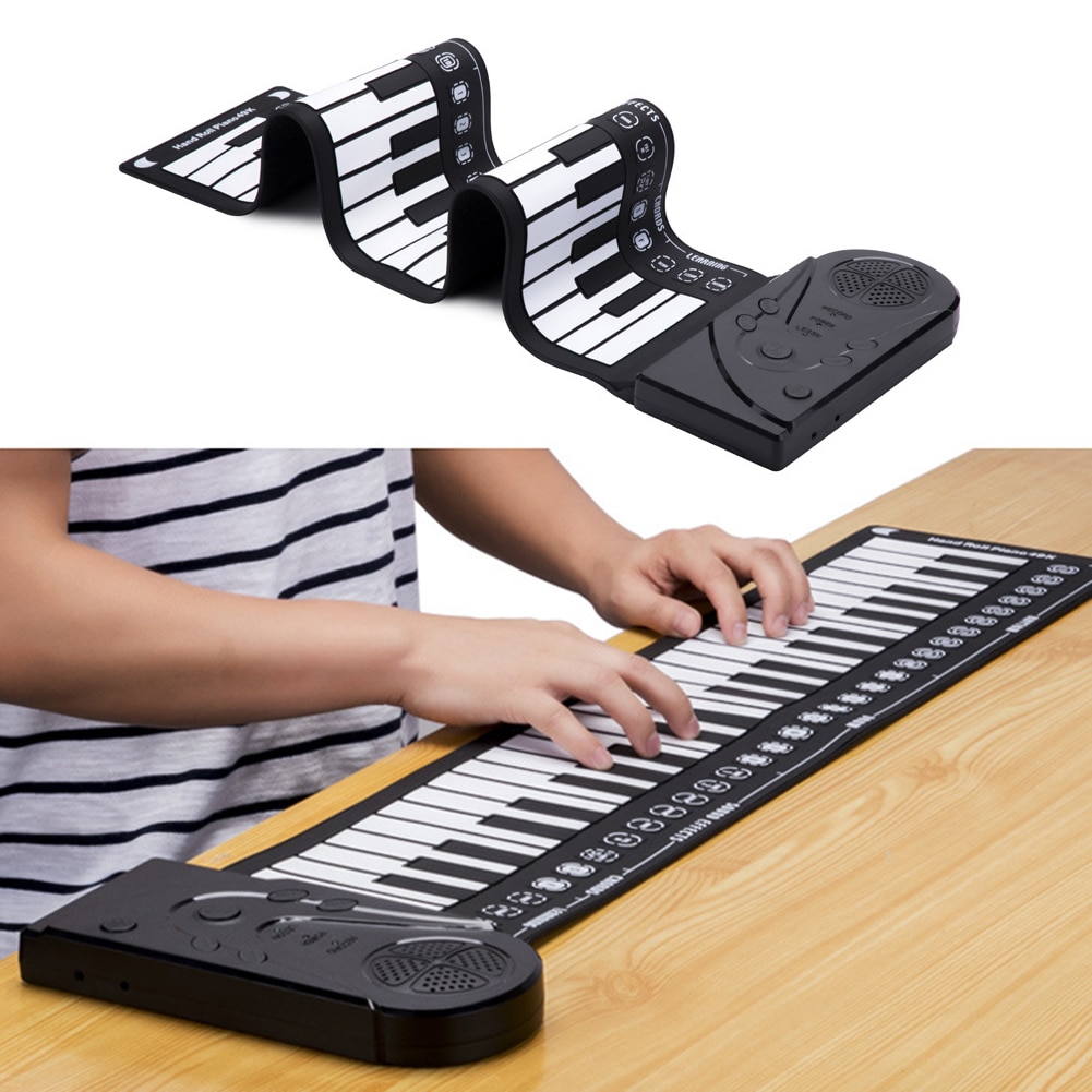 49 / 61 Keys Roll Up Piano Portable Rechargeable Electronic Hand Roll Piano With Silicone Piano Keyboard For Beginners Musical