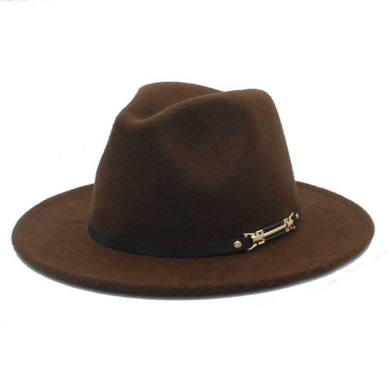 Men's Women's Wool Felt Fedora Hat Gangsters Traditional Godfather Mafia Caps Size 56-58CM: Coffee
