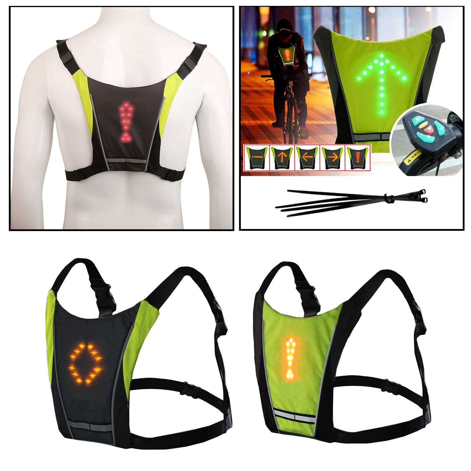 Gilet clignotant, indicateur de Direction lumineux de nuit, sac à dos de vélo, Guide de lumière