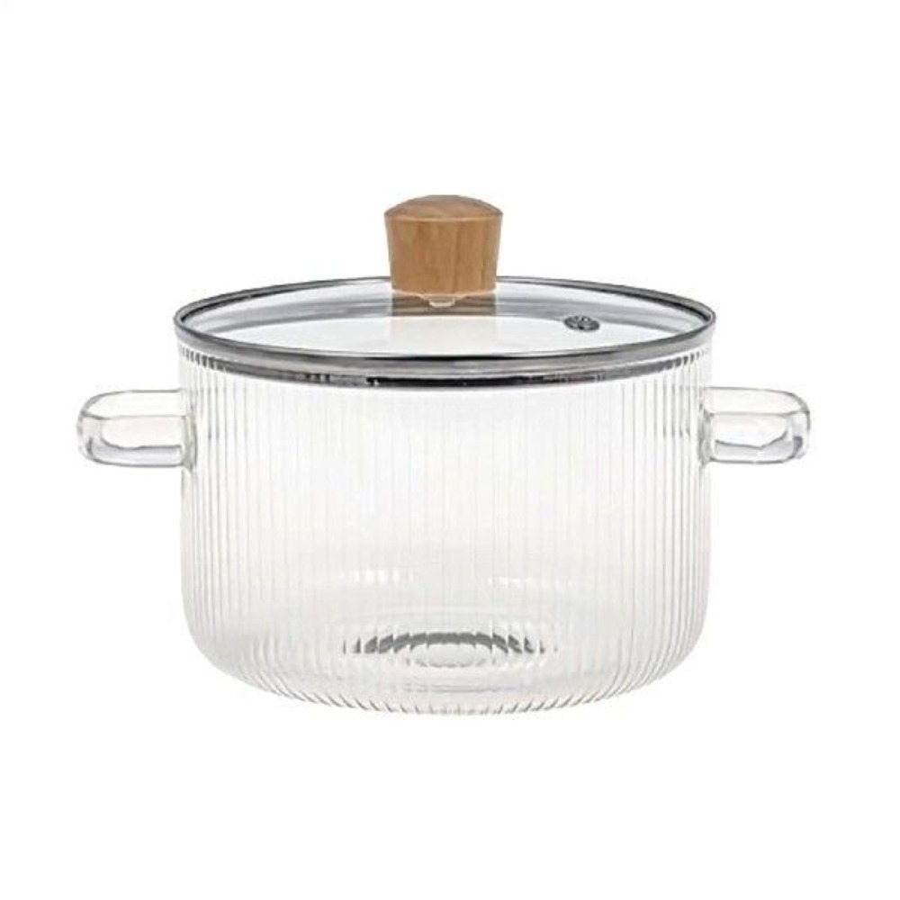 Cacerola de vidrio de borosilicato alto de 1,6l, olla de cocina con mango Binaural resistente al calor con tapa, tazón de fideos transparente Ramen: Default Title