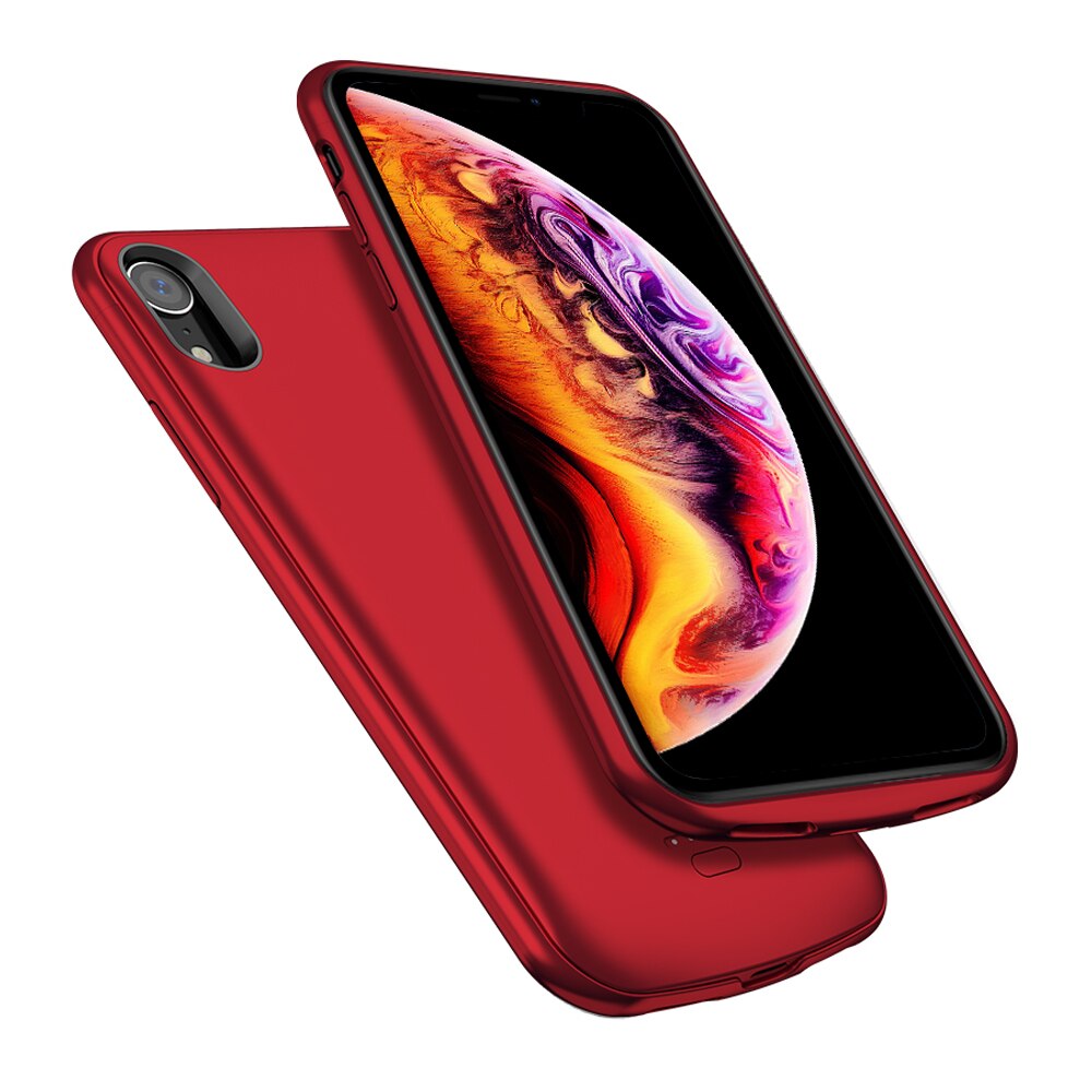 5000 mah para o iphone xr caso de carregamento da bateria externa inteligente ímã power bank pacote carregador proteger capa: Red