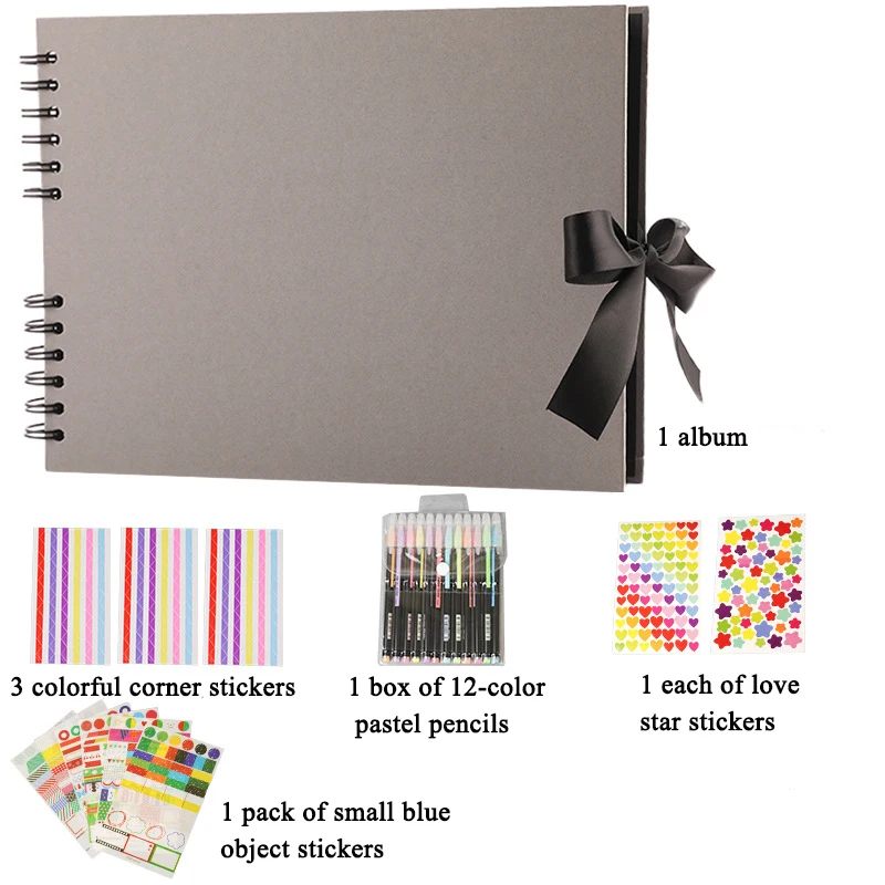 1pc Handmade Collectible Memorial Album DIY Scrapbooking Graffiti Black Card Inserts for Furniture Decoration,Memorials: green