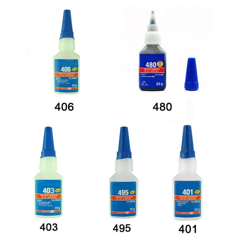 Colle liquide adhésif instantané fort séchage rapide 20g pour plastique bois plus fort Super colle 406/480/403/495/401 colle instantanée