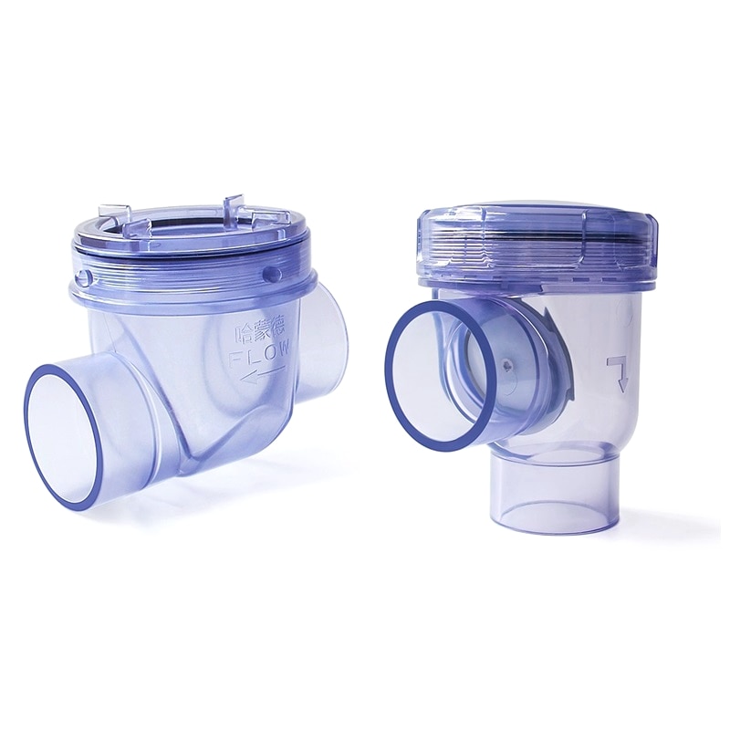 1pc 50mm PVC Blue Transparent Check Valve Anti-Backflow Check Valve Kitchen Sewer Pipe Water Pipe One-Way Valve