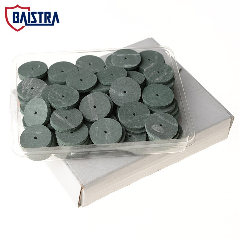 100 Pieces Dental Lab Rubber Polishing Wheels Silicone Polishers Green 22*3mm Grit Coarse Mid