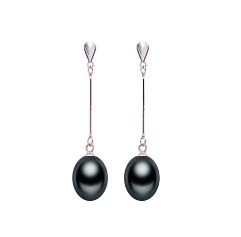 Zhboruin Natuurlijke Parel Oorbellen Voor Vrouwen 925 Sterling Zilveren Sieraden Water Parel Huwelijkscadeau: A Black