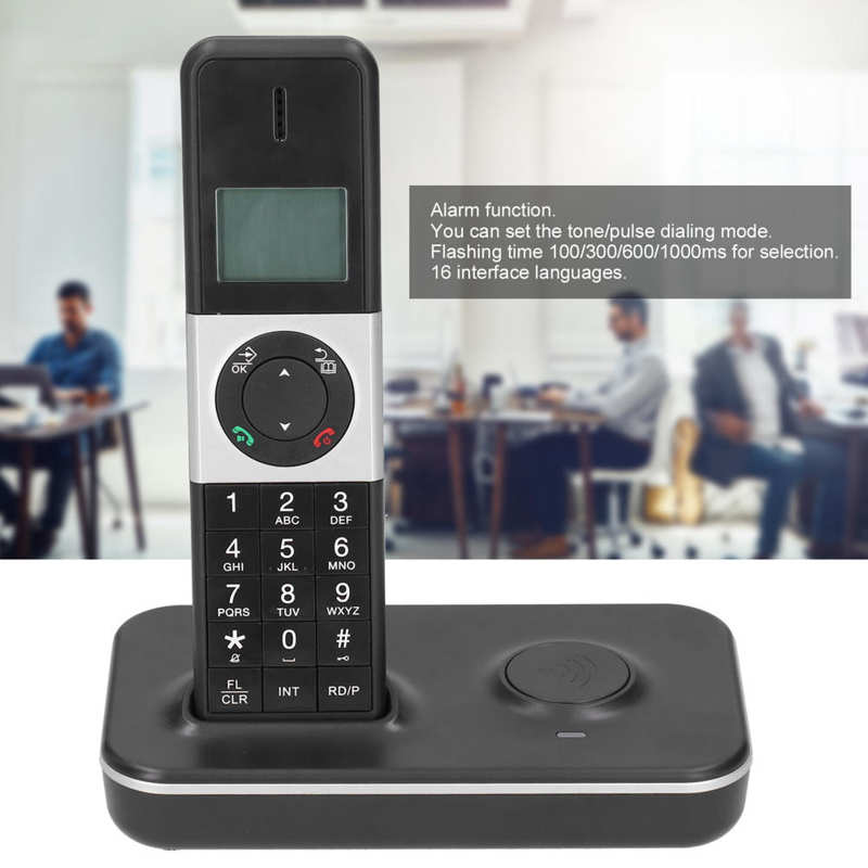 Digital Cordless Telephone Landline Phone with LCD Display Caller ID Hands-free Calls Support 16 Languages for Home Office Hotel