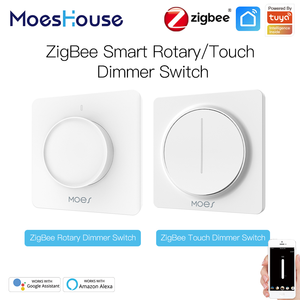 ZigBee Smart Rotary/Touch Light Dimmer Switch Smart Life/Tuya APP Remote Control Works with Alexa Google Voice Assistants EU