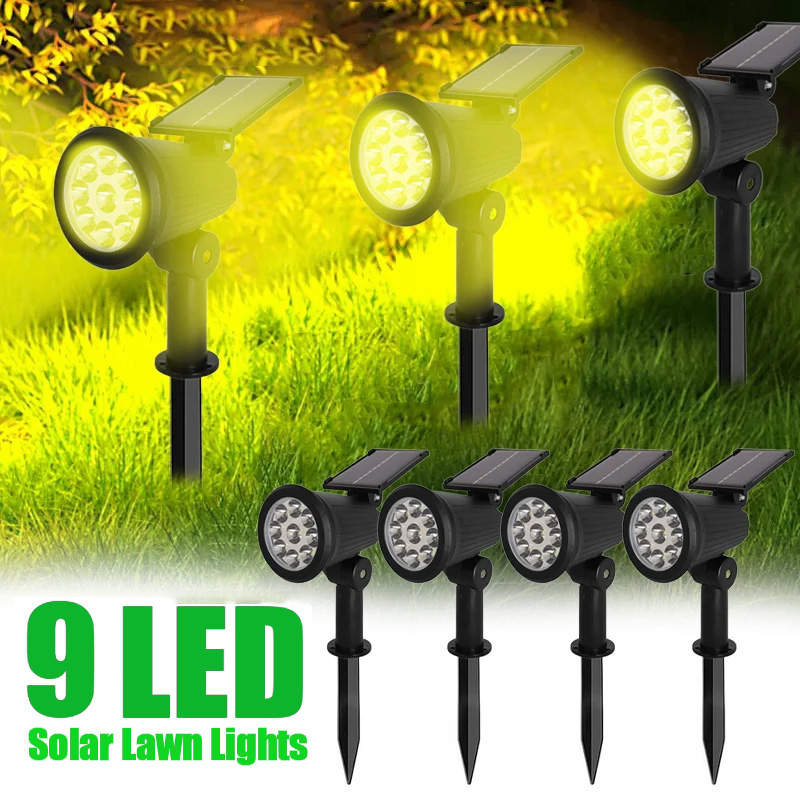 9-LED-zonne-spots buiten IP65 waterdichte helderheid verstelbare spotlicht tuin achtertuin oprit patio decorlamp