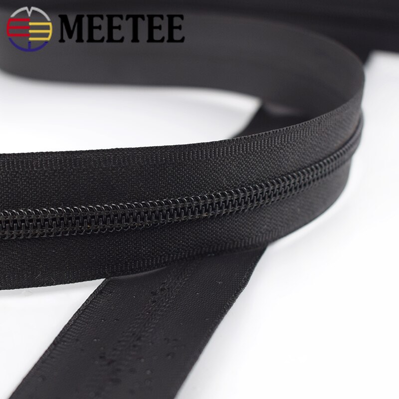 Meetee 2 kpl 50-150cm 5#  vedenpitävää vetoketjua musta nylon näkymätön avopää vetoketju yksi/kahdesti auki vetoketjut takin ompelutarvike